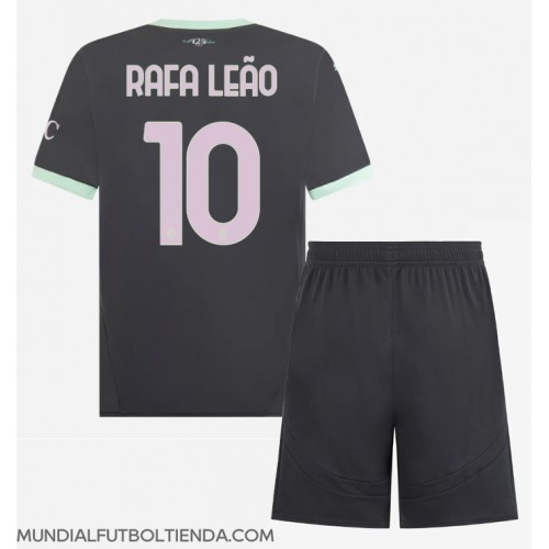 Camiseta AC Milan Rafael Leao #10 Tercera Equipación Replica 2024-25 para niños mangas cortas (+ Pantalones cortos)